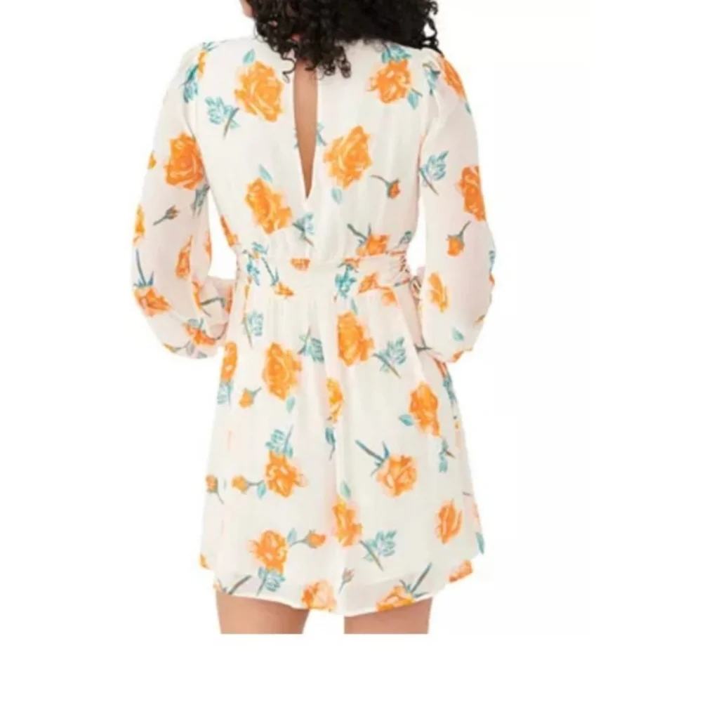 Free People Samantha Floral Print Long Sleeve Lace Up Mini Dress